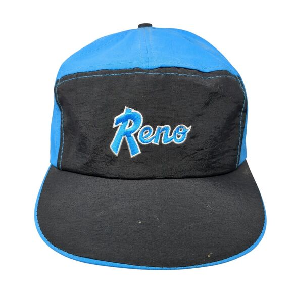 Reno Snapback Hat Blue One Size Adjustable Embroidered 6 Panel Nylon - Picture 1 of 9